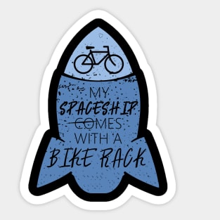 Spaceship Bike Rack Cycling Sticker